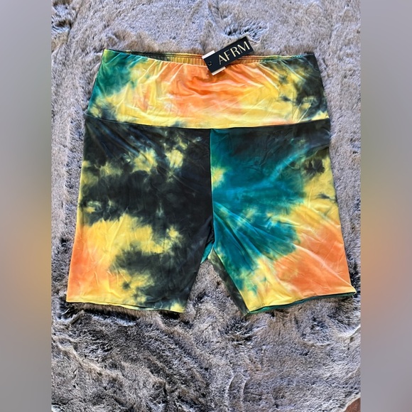AFRM Pants - NWT Lawson Abstract High Waist Athletic Shorts AFRM, Large multi color tie-dye